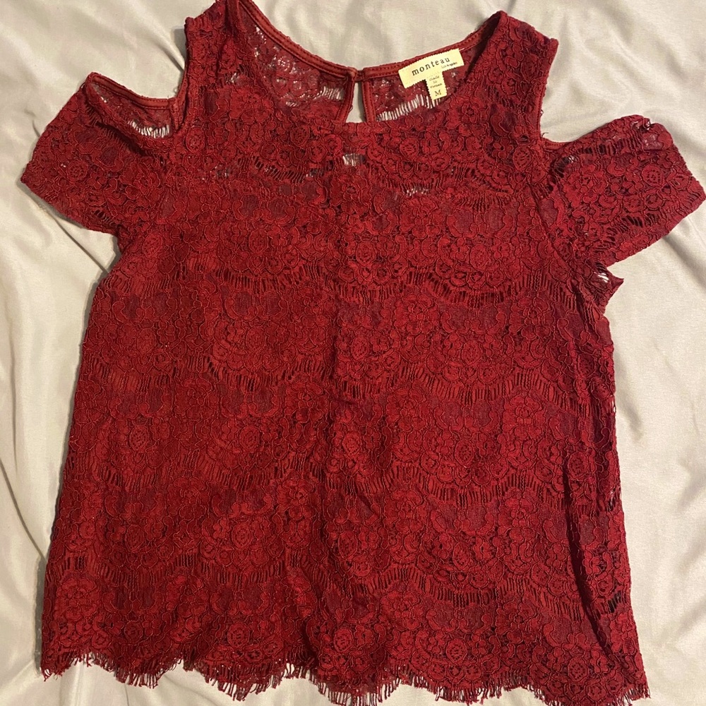 Red Lace Crop Top